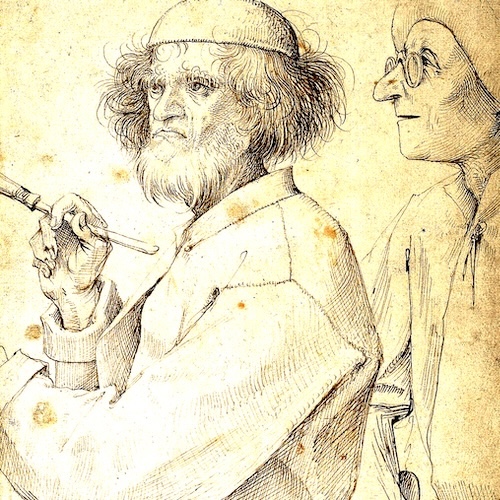 Der Maler und der Käufer (1565). Bei dieser Zeichnung von Pieter Brueghel dem Älteren soll es sich um ein Selbstporträt des Malers handeln - ewigeweisheit.de